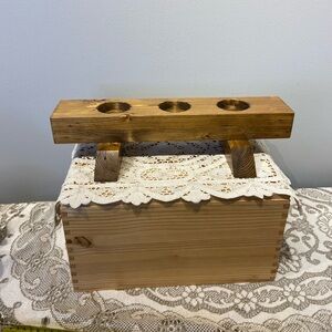 Primitive Hand Made Wood Candle Holder